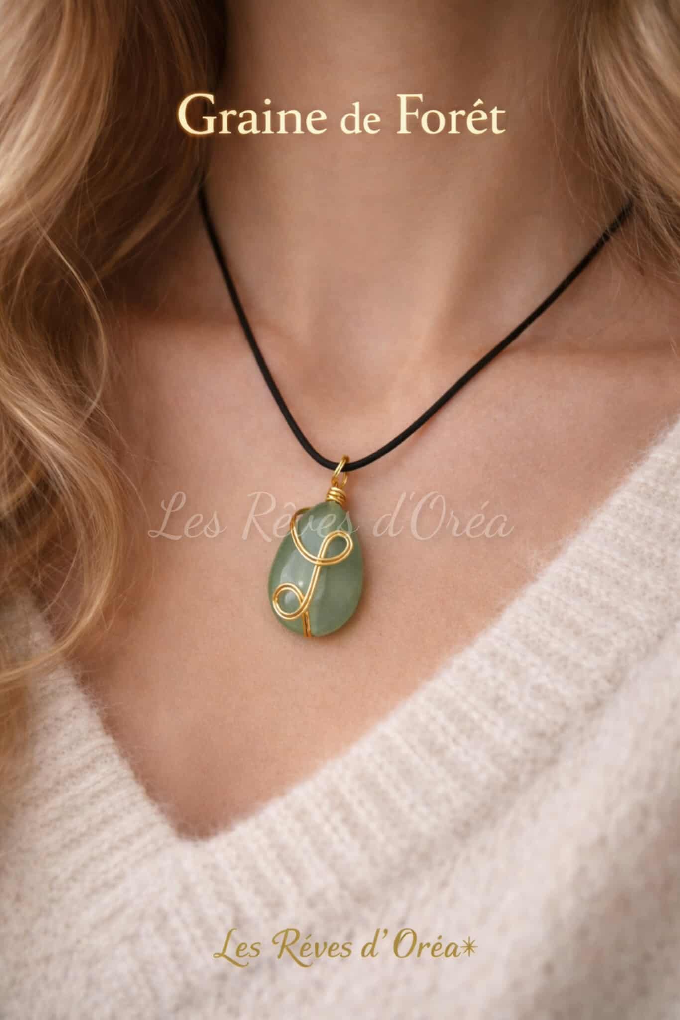 🌳 Graine de Forêt 🌳
(Collier en aventurine – version or ou argent)