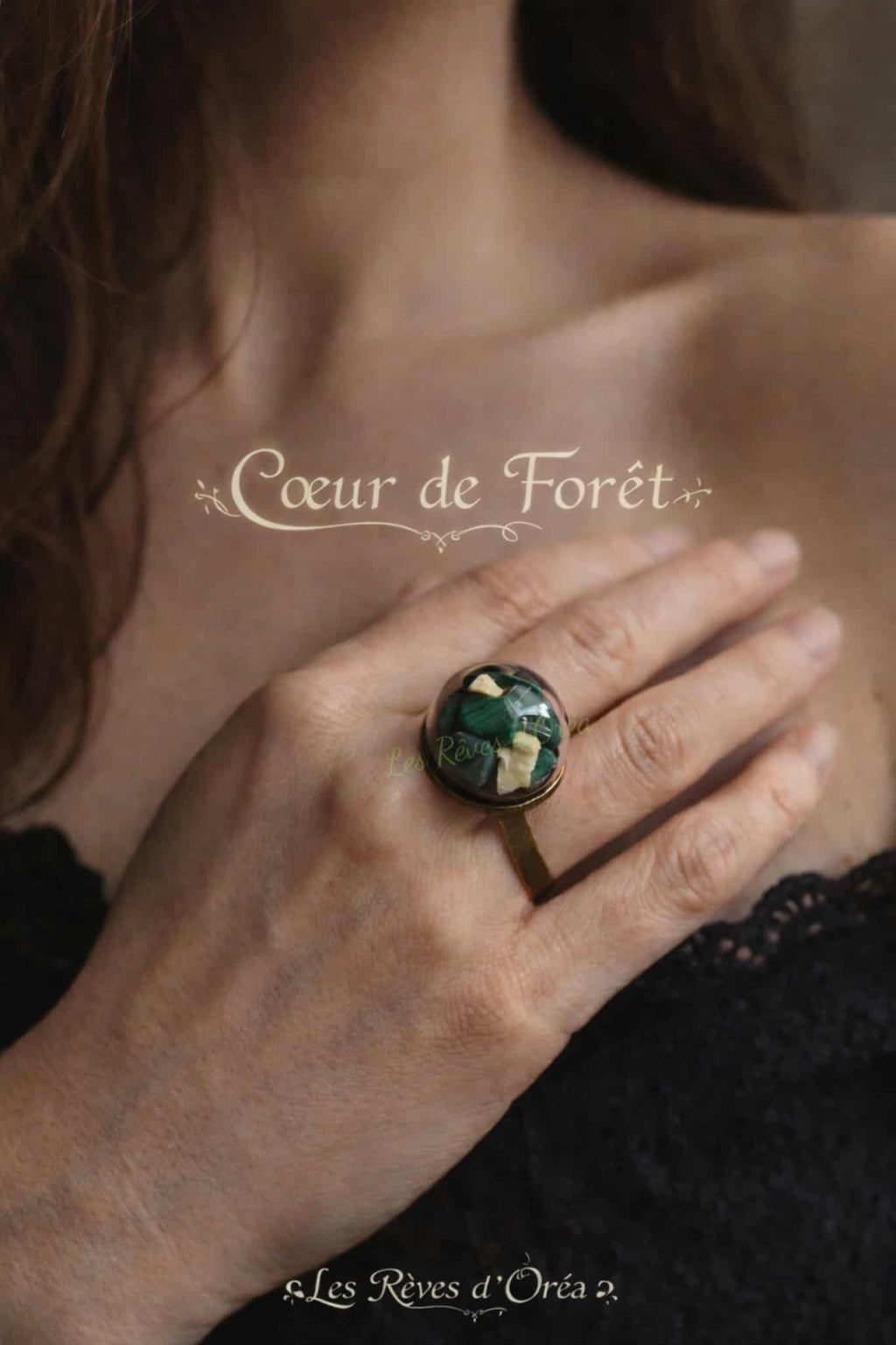 🌲 Cœur de Forêt 🌲
Bague Spell Jar à la Malachite