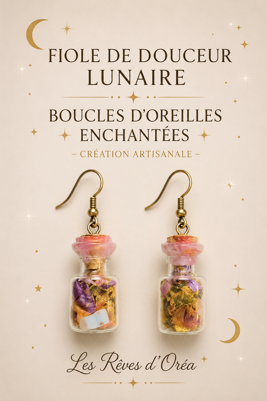 🌙✨ Fiole de Douceur Lunaire ✨🌙
Boucles d’oreilles enchantées – création artisanale