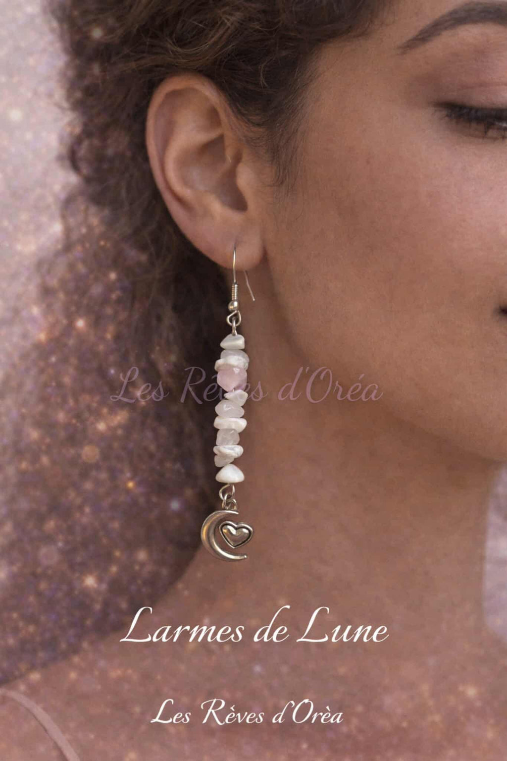 🌛 Larmes de Lune 🌜
Boucles d’oreilles en Quartz rose & Howlite