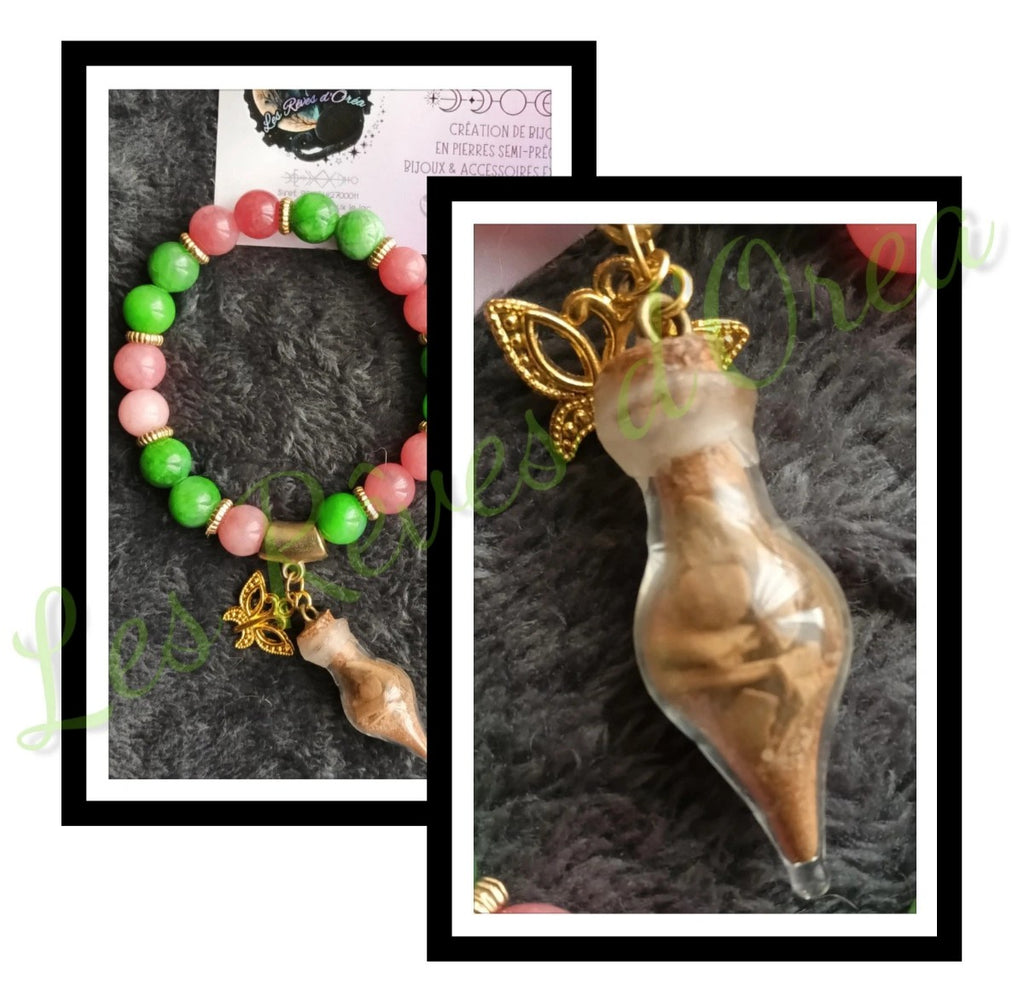 🌿 Bracelet des Cœurs Ancrés & Jardins Anciens 🌿Spell Jar – Agate verte & Rhodonite