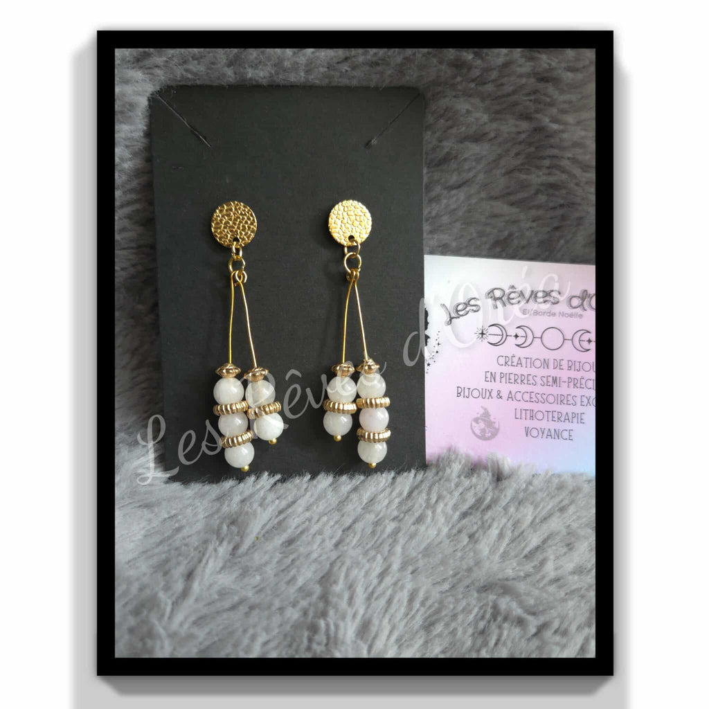 ✨ Éclat de Lune Blanche  ✨
Boucles d’oreilles en Pierre de Lune naturelle