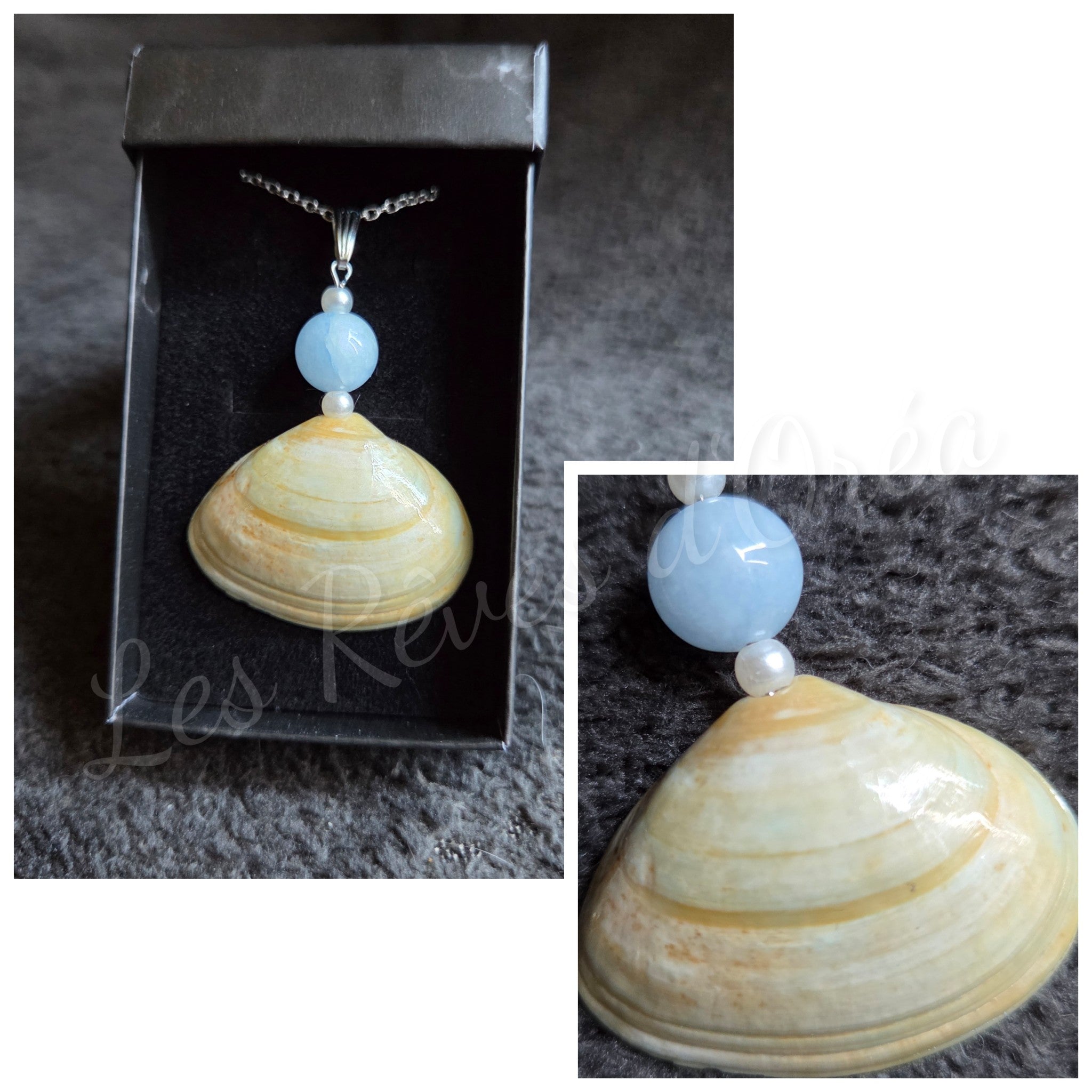 🐚 Célestalia 🐚
Collier coquillage  aigue-marine & argent 925