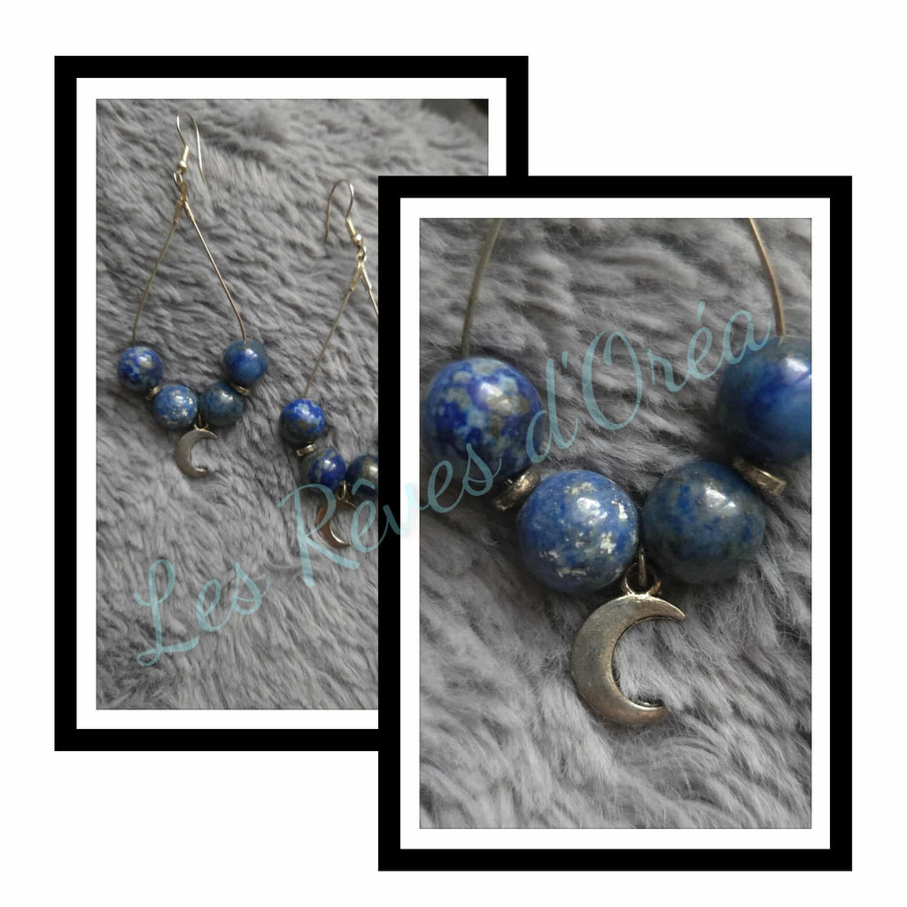 🌙 Oracle de la Lune 🌙 
Boucles d’oreilles en lapis-lazuli