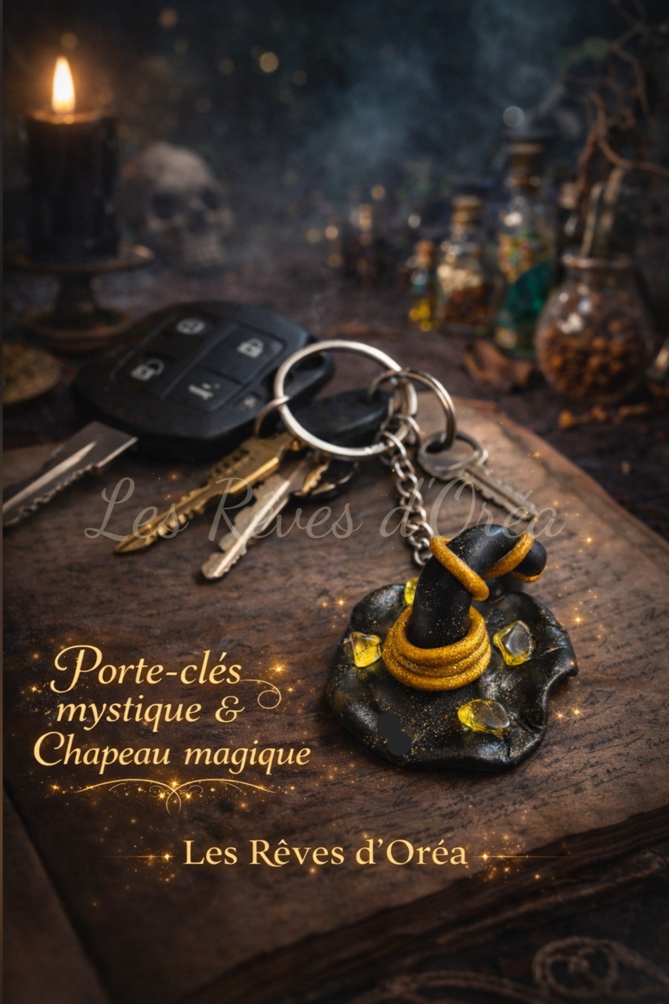 🗝️ Gardien des Clés Anciennes 🗝️ Porte-clés mystique & Chapeau magique