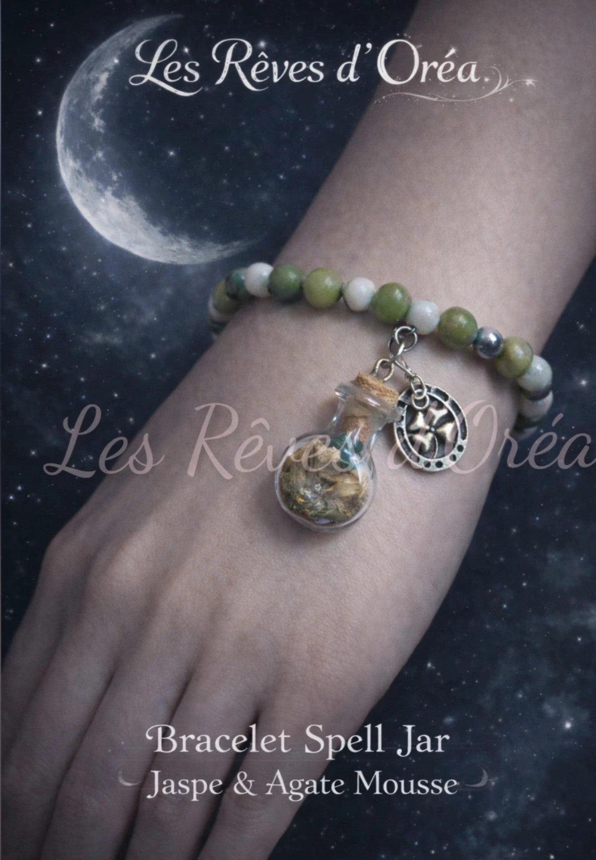 ❇️Bracelet Spell Jar de la Forêt Sacrée ❇️ Jaspe & Agate Mousse