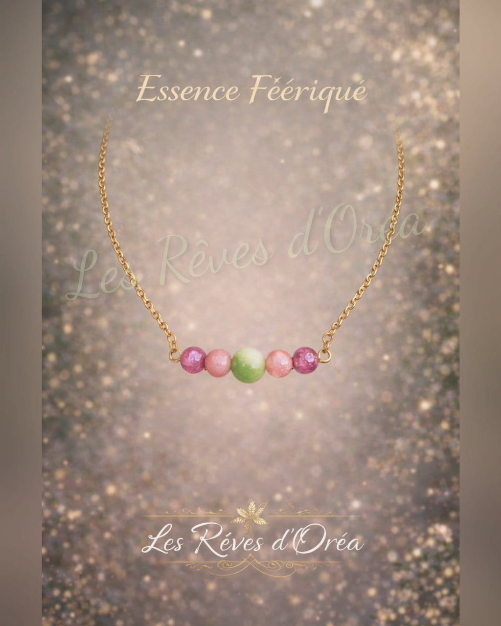 ✨ Essence Féérique ✨
Collier en tourmaline pastèque – Talisman du cœur