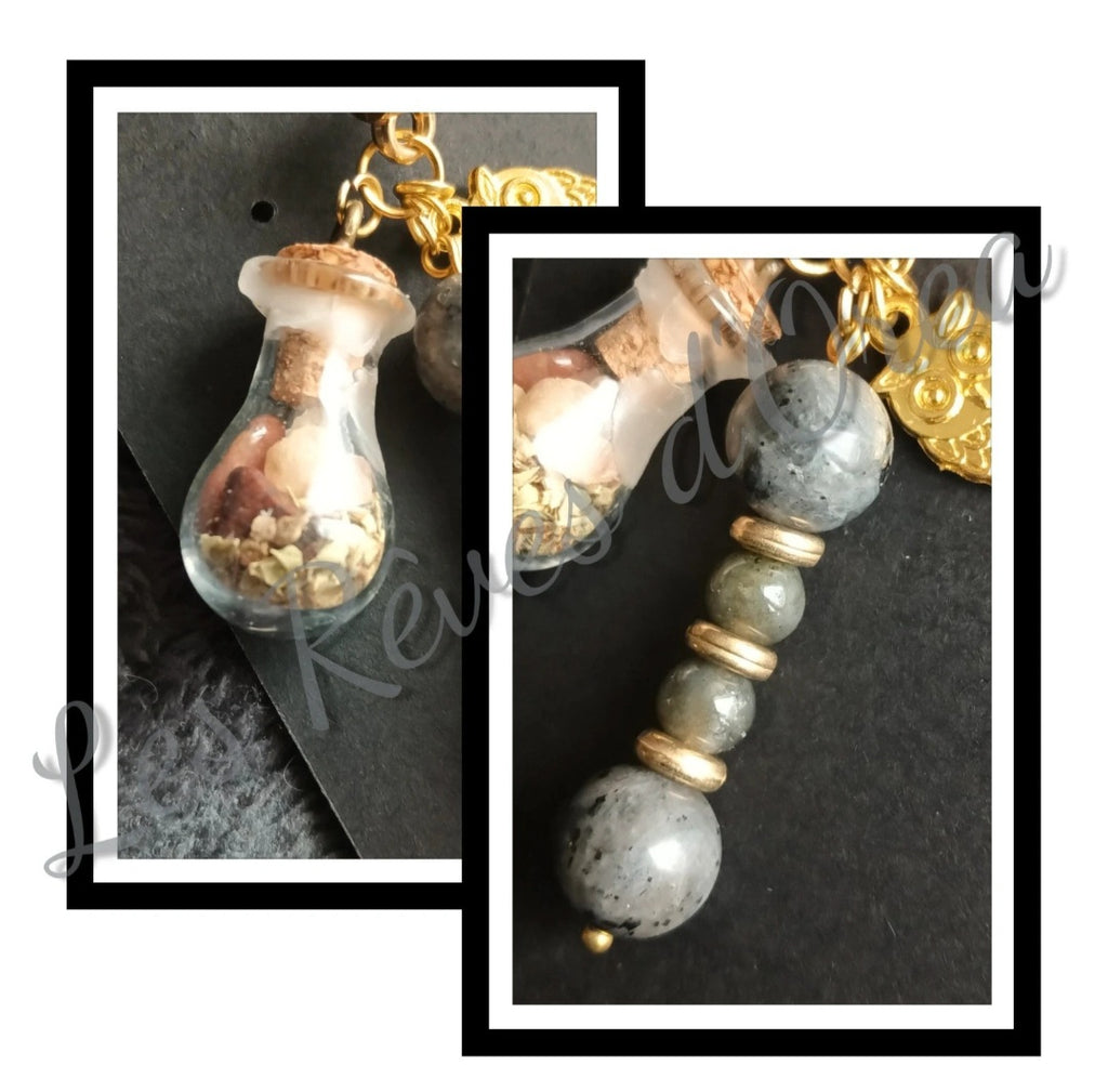 ✨ Gardien des Ombres Calmes ✨
Collier pendentif Larvikite & Spell Jar