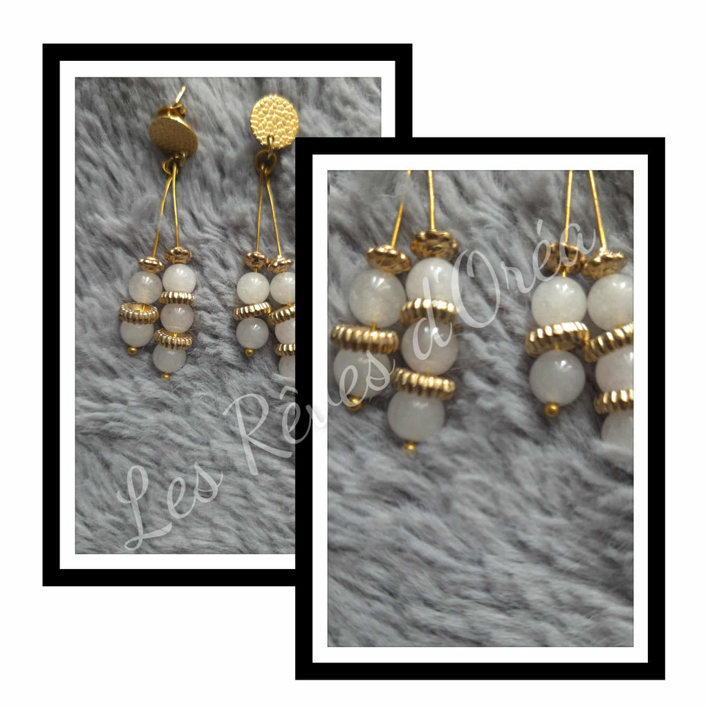 ✨ Éclat de Lune Blanche  ✨
Boucles d’oreilles en Pierre de Lune naturelle