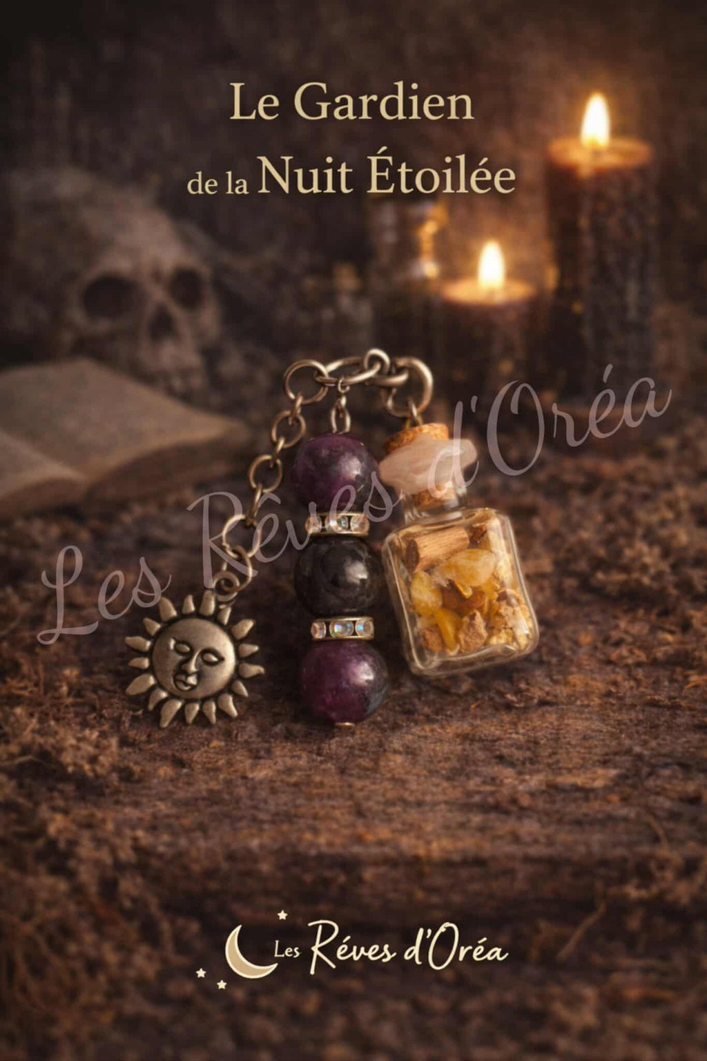 Le Gardien de la Protection Nocturne
Porte-clé enchanté – Spell jar & Tourmaline