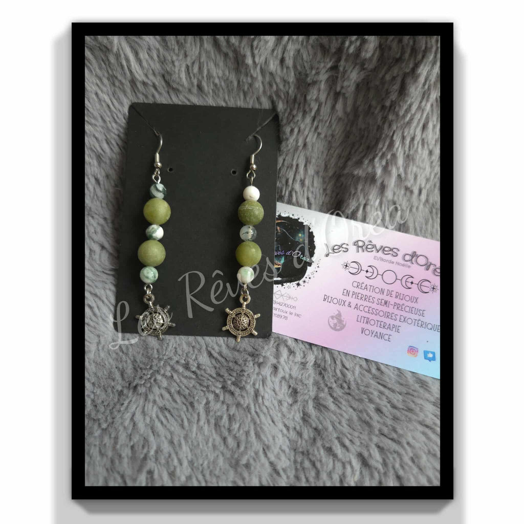 🌳Murmure de la Forêt d’Oréa 🌳
Boucles d’oreilles en Jaspe verte & Agate mousse