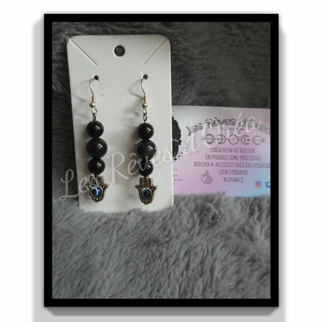 🪬Main d’Obsidienne Sacrée 🪬
Boucles d’oreilles en Obsidienne naturelle & symbole protecteur