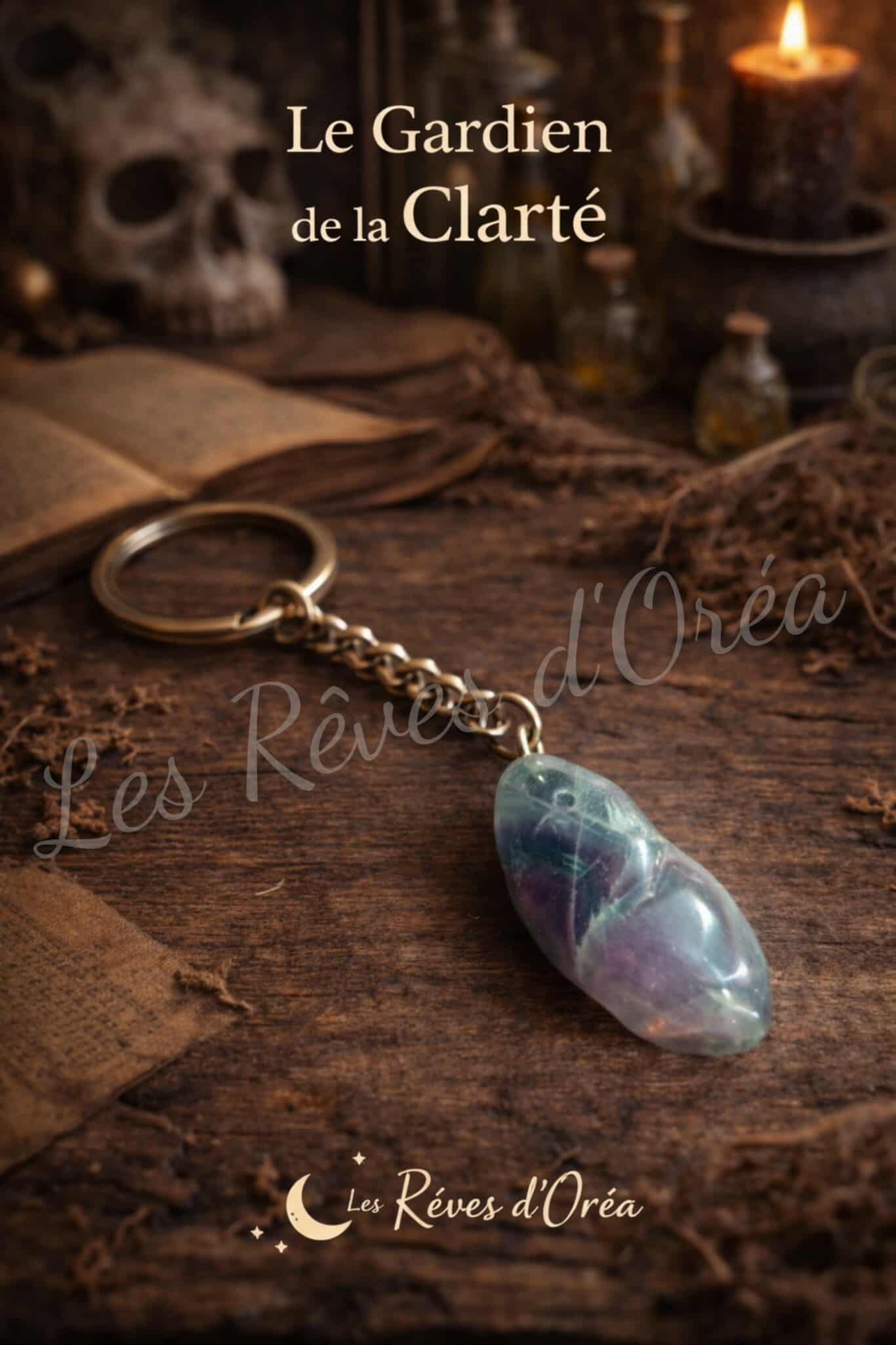 Le Gardien de la Clarté – Porte-clé talisman en Fluorite