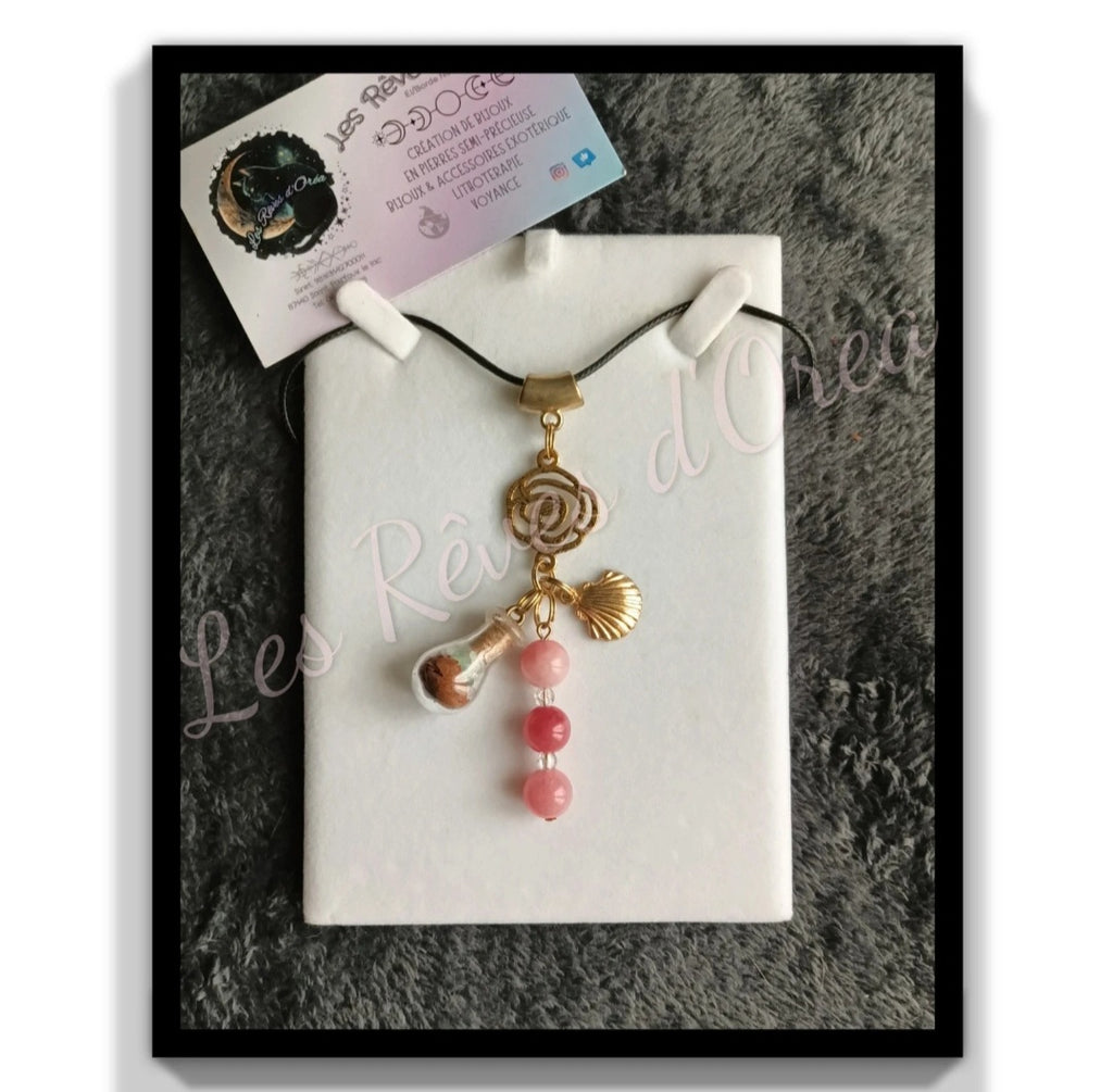 🌸 Murmure du Cœur Réparé 🌸
Collier Spell Jar en Rhodonite