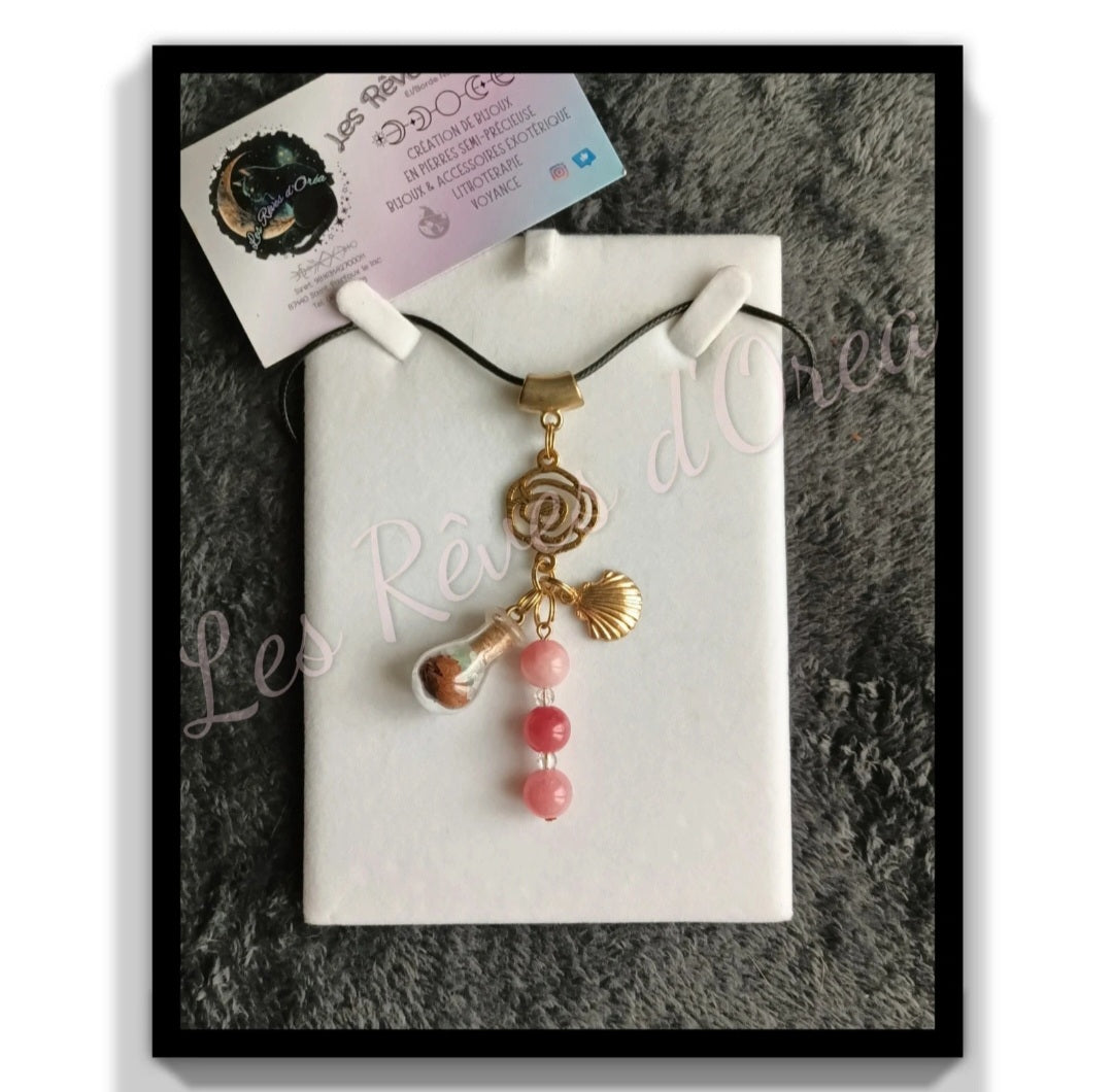 🌸 Murmure du Cœur Réparé 🌸
Collier Spell Jar en Rhodonite