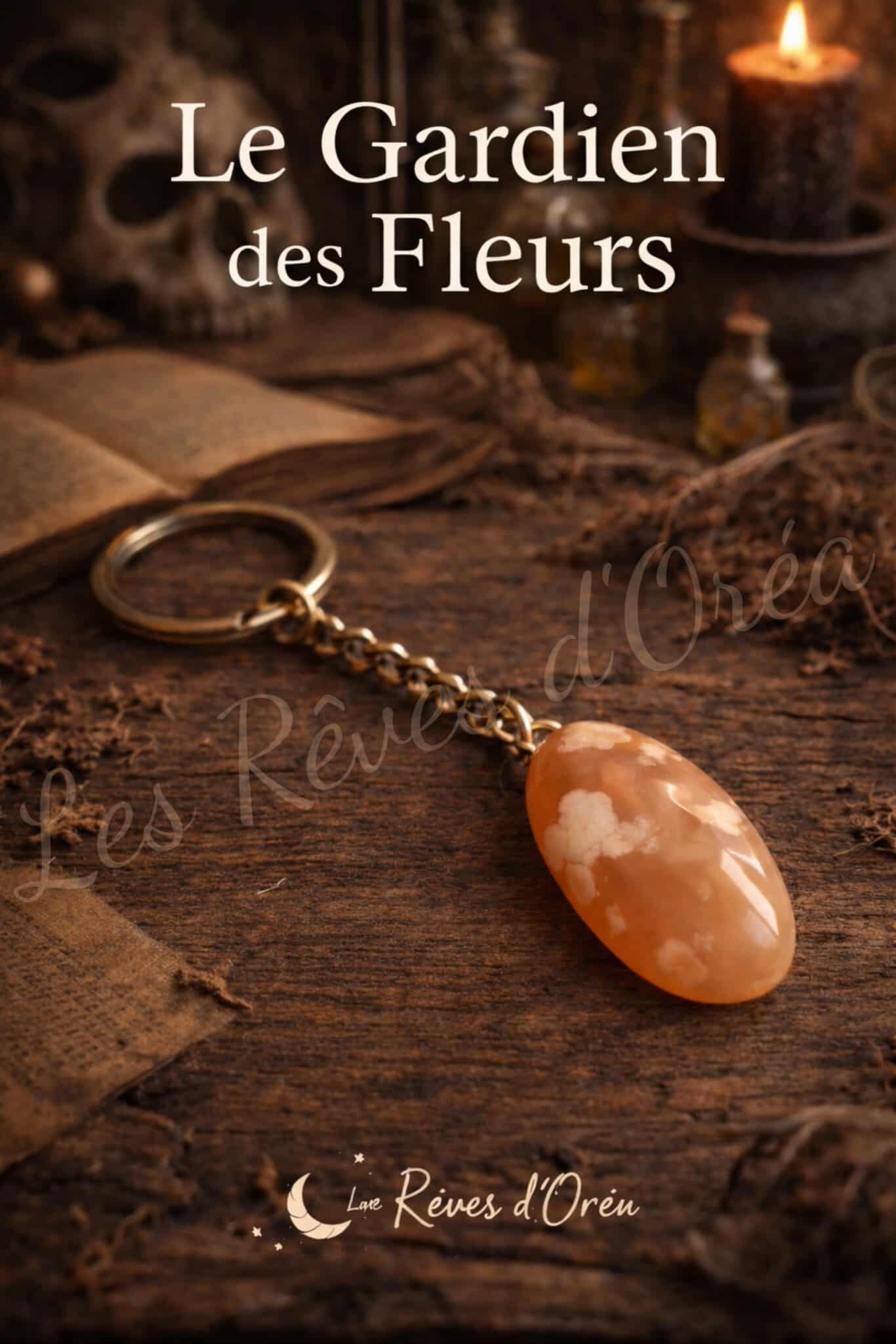Le Gardien des Fleurs – Porte-clé talisman en Agate de Fleurs
