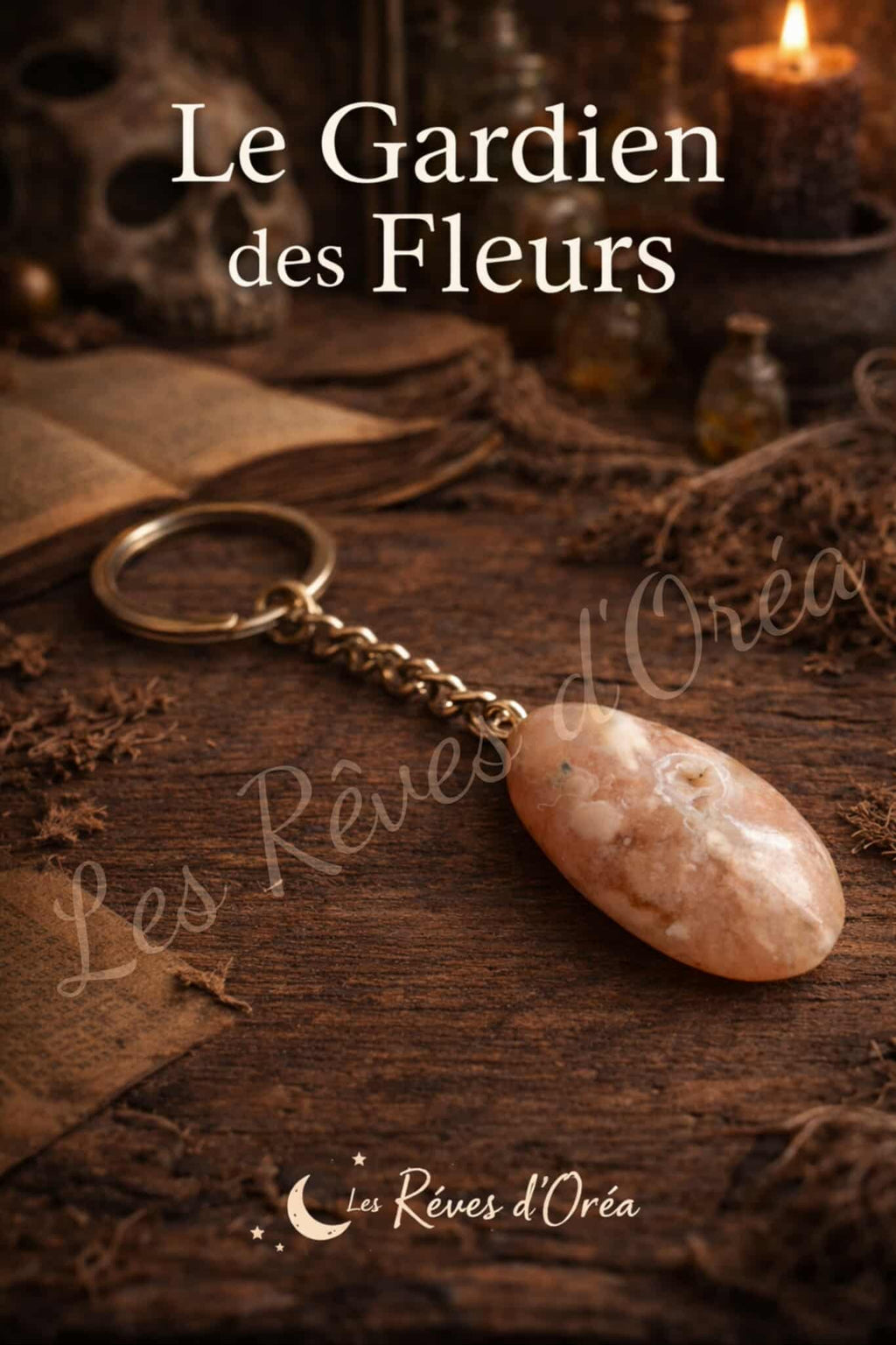 Le Gardien des Fleurs – Porte-clé talisman en Agate de Fleurs