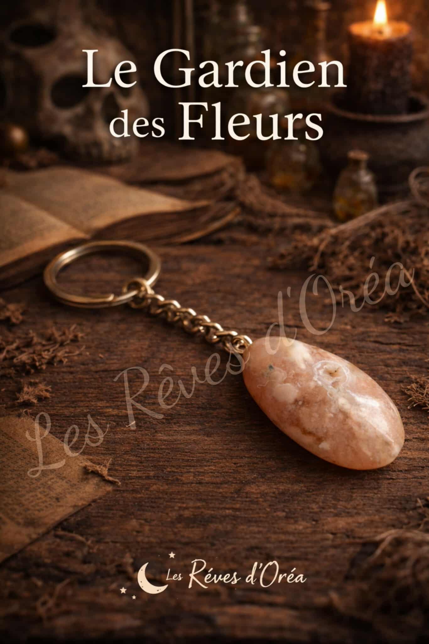 Le Gardien des Fleurs – Porte-clé talisman en Agate de Fleurs
