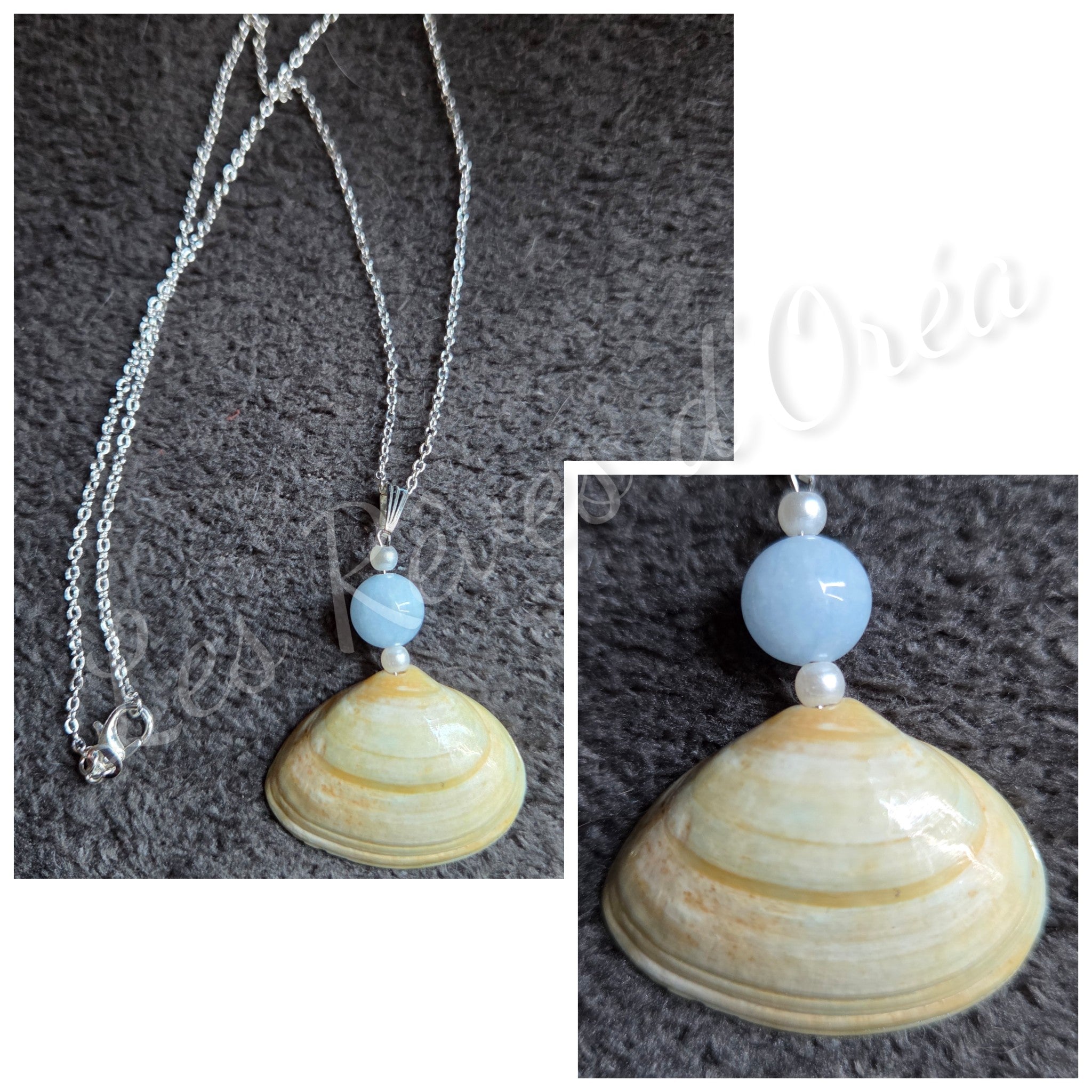 🐚 Célestalia 🐚
Collier coquillage  aigue-marine & argent 925
