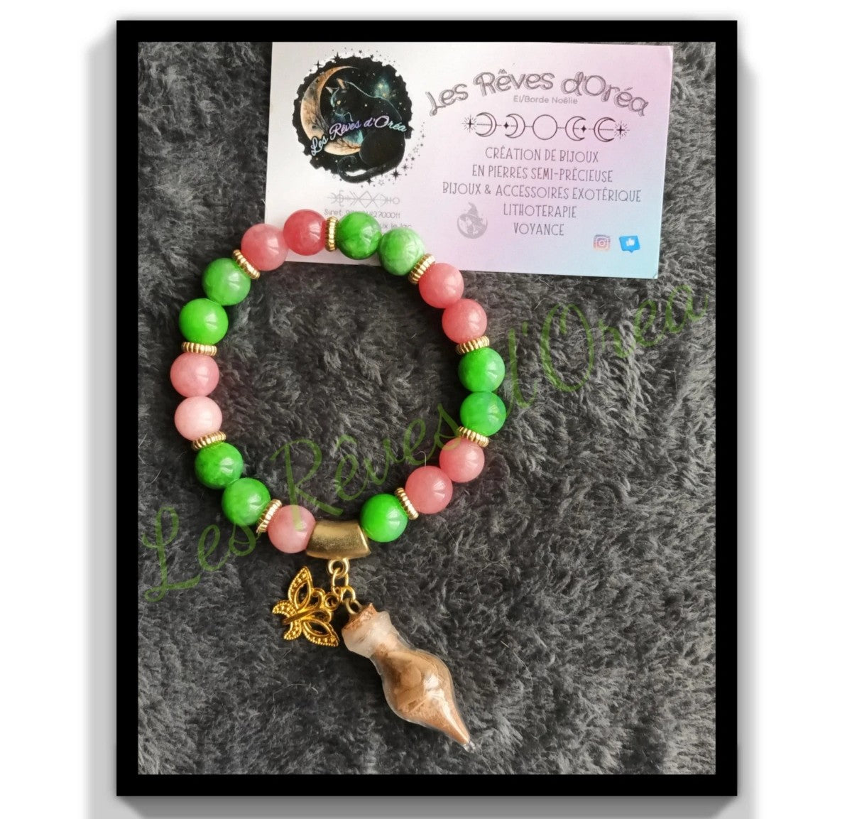 🌿 Bracelet des Cœurs Ancrés & Jardins Anciens 🌿Spell Jar – Agate verte & Rhodonite