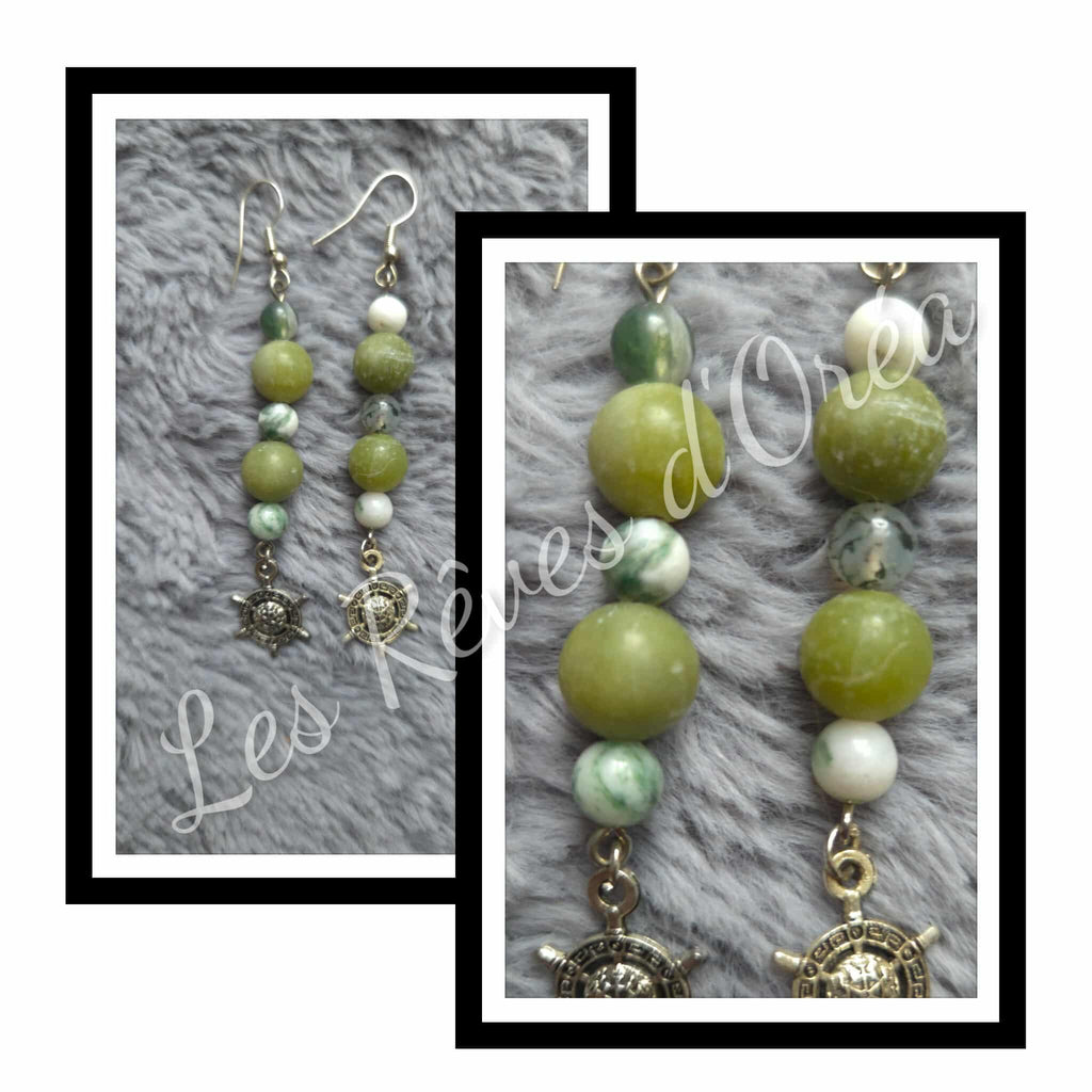 🌳Murmure de la Forêt d’Oréa 🌳
Boucles d’oreilles en Jaspe verte & Agate mousse