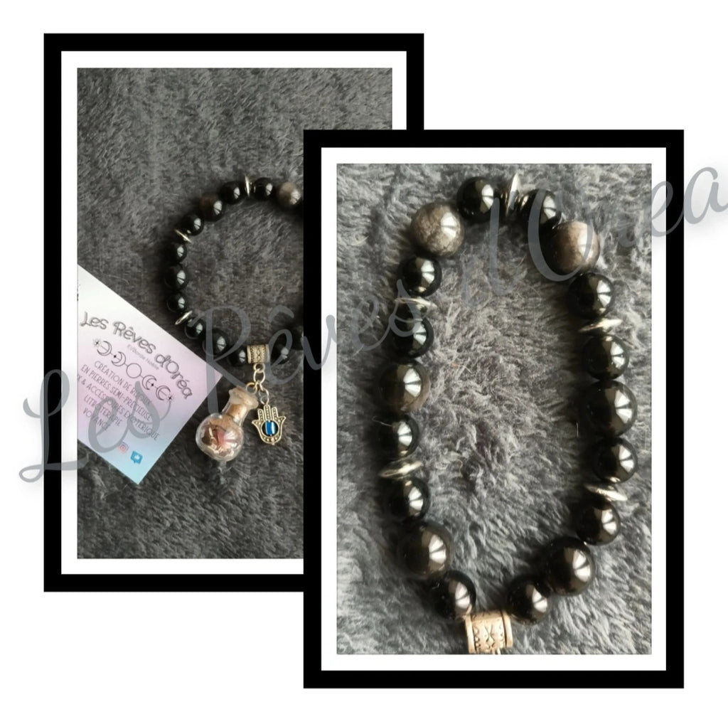 🌙 Bracelet de l’Ombre Gardienne ✨
Obsidienne & Spell Jar