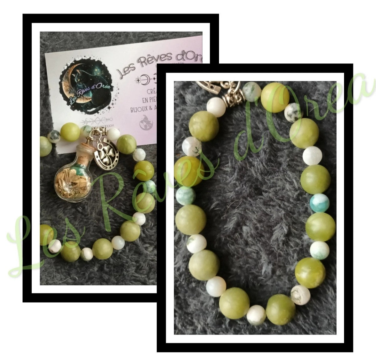 ❇️Bracelet Spell Jar de la Forêt Sacrée ❇️ Jaspe & Agate Mousse