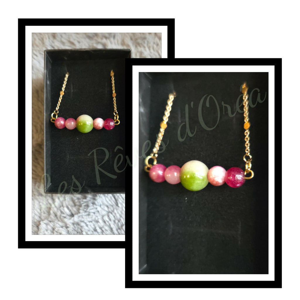✨ Essence Féérique ✨
Collier en tourmaline pastèque – Talisman du cœur