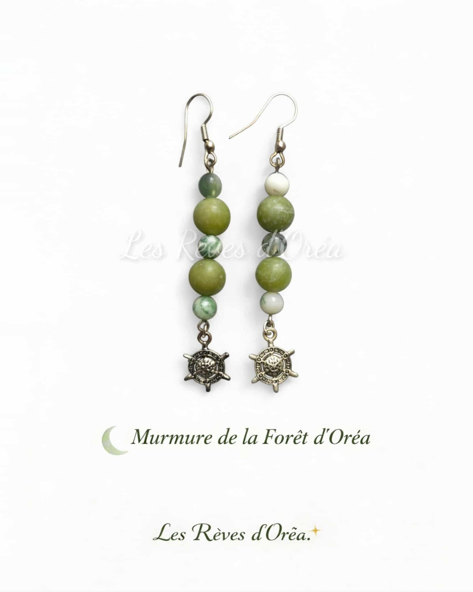 🌳Murmure de la Forêt d’Oréa 🌳
Boucles d’oreilles en Jaspe verte & Agate mousse