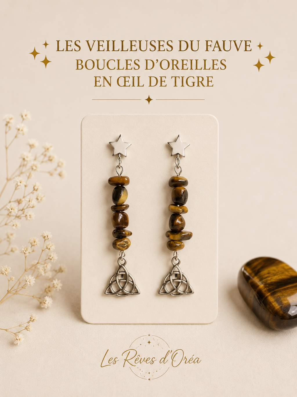 ✨ Les Veilleuses du Fauve ✨
Boucles d’oreilles en Œil de Tigre