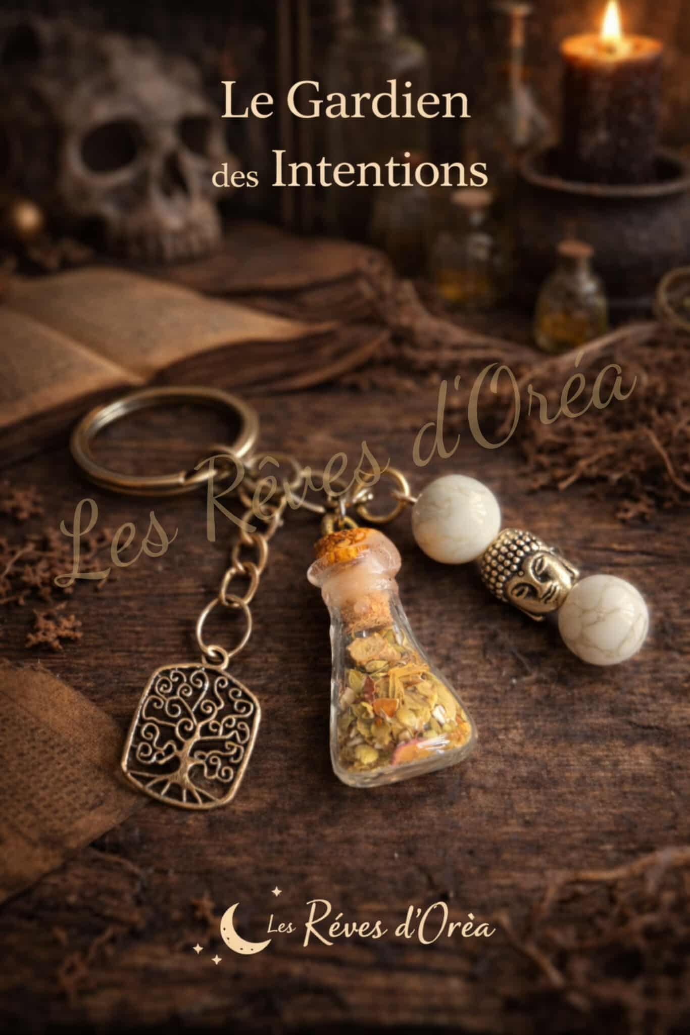 🗝️ Le Gardien des Intentions 🗝️
Porte-clé magique – Spell Jar & Howlite