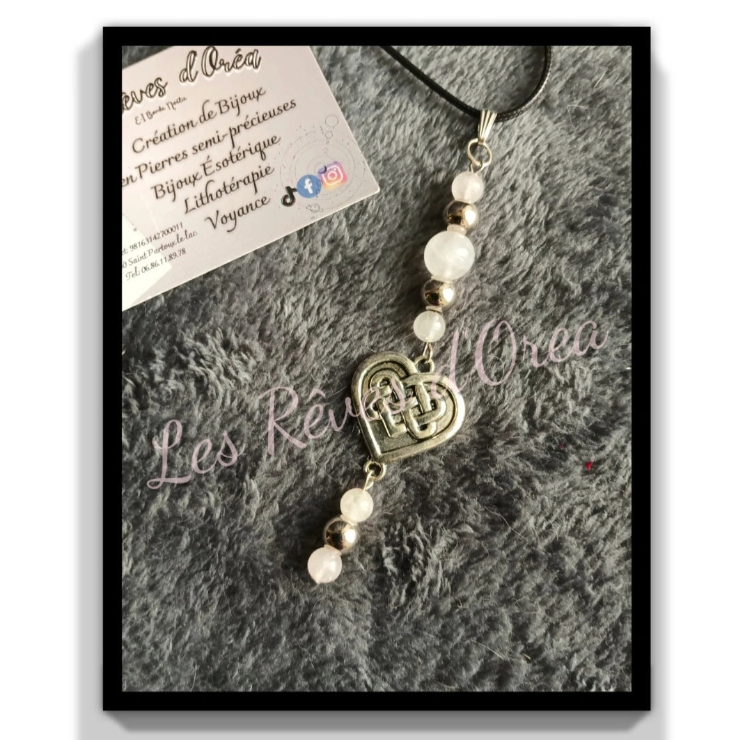 🌙 Cœur des Veilles Lunaires 🌙 Pierre de Lune & Cœur celtique