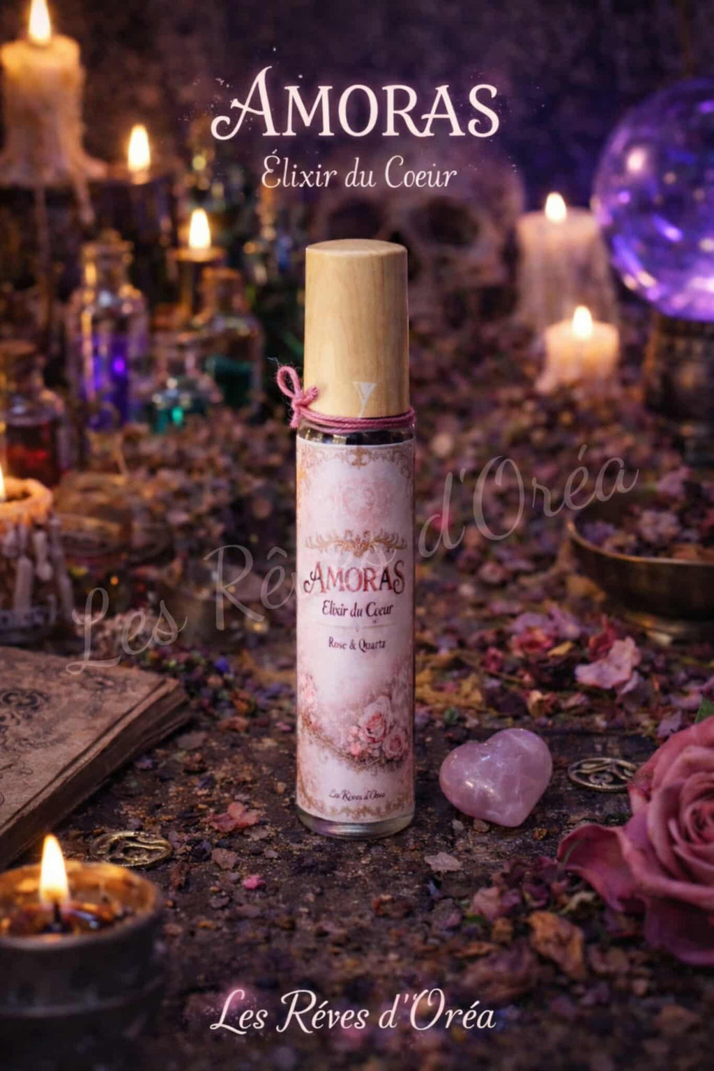 💗 AMORAS 💗  Élixir du Cœur
Roll-on énergétique à la rose & quartz blanc