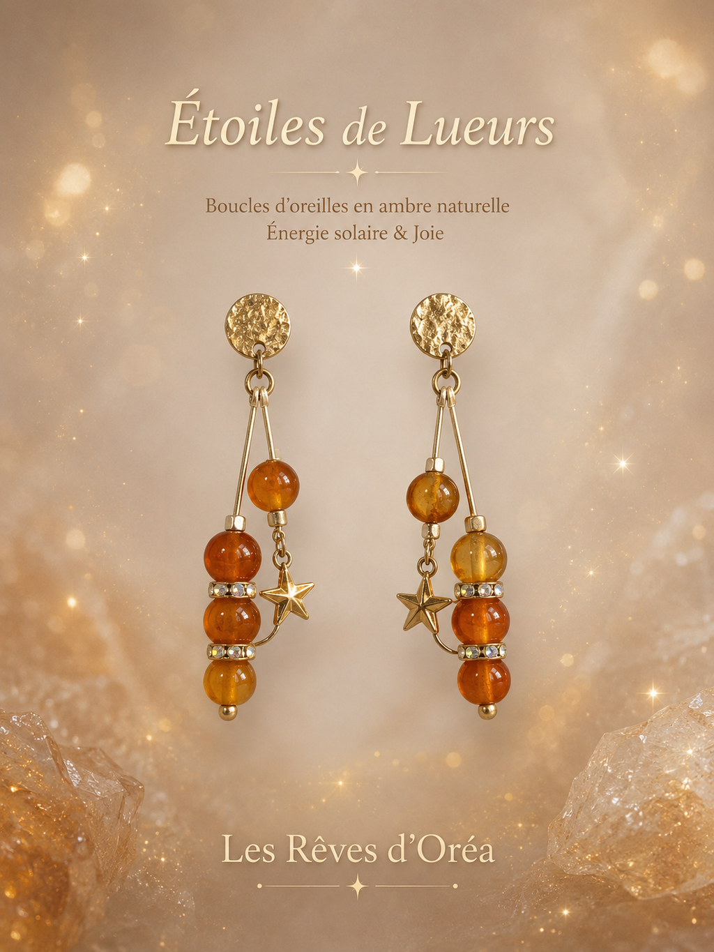 ✨ Étoiles de Lueurs ✨
Boucles d’oreilles en Ambre naturelle ✨ Énergie solaire & joie