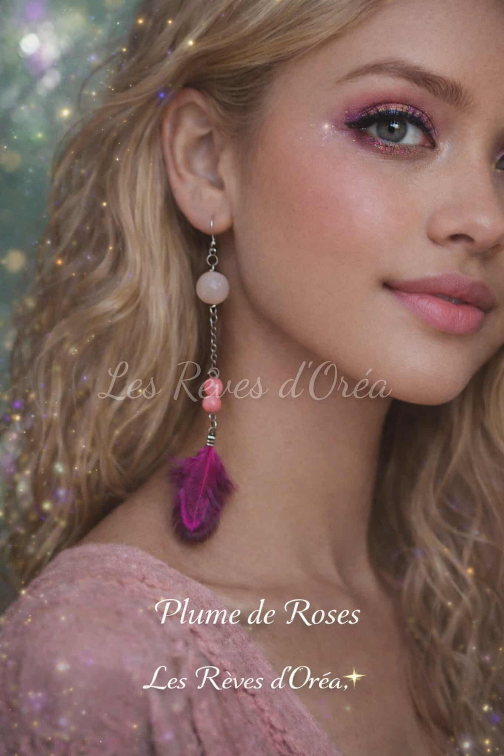 🩷 Plume de Rose 🩷
Boucles d’oreilles artisanales en Quartz rose & Jaspe rose