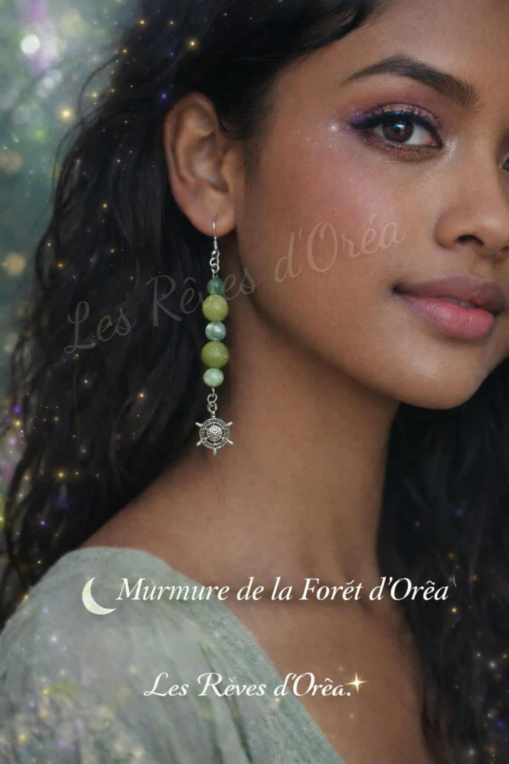 🌳Murmure de la Forêt d’Oréa 🌳
Boucles d’oreilles en Jaspe verte & Agate mousse