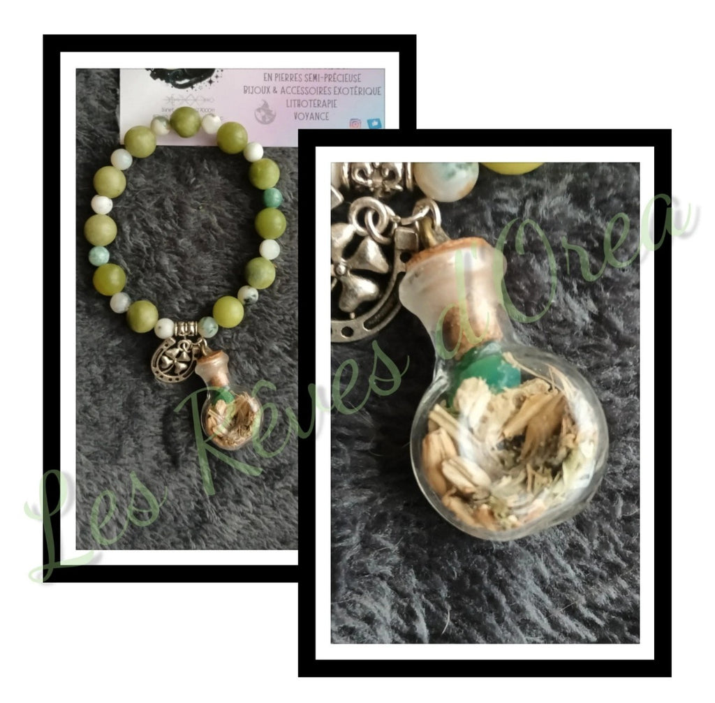 ❇️Bracelet Spell Jar de la Forêt Sacrée ❇️ Jaspe & Agate Mousse