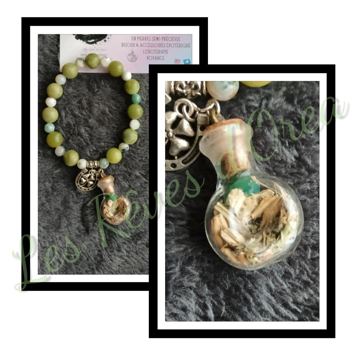 ❇️Bracelet Spell Jar de la Forêt Sacrée ❇️ Jaspe & Agate Mousse
