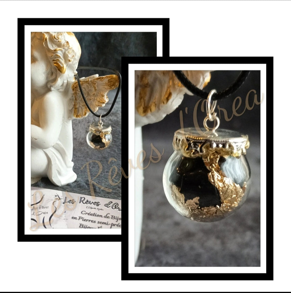 🔮Murmure des Sphères Anciennes 🔮
Collier Spell Jar en boule & Pierres naturelles