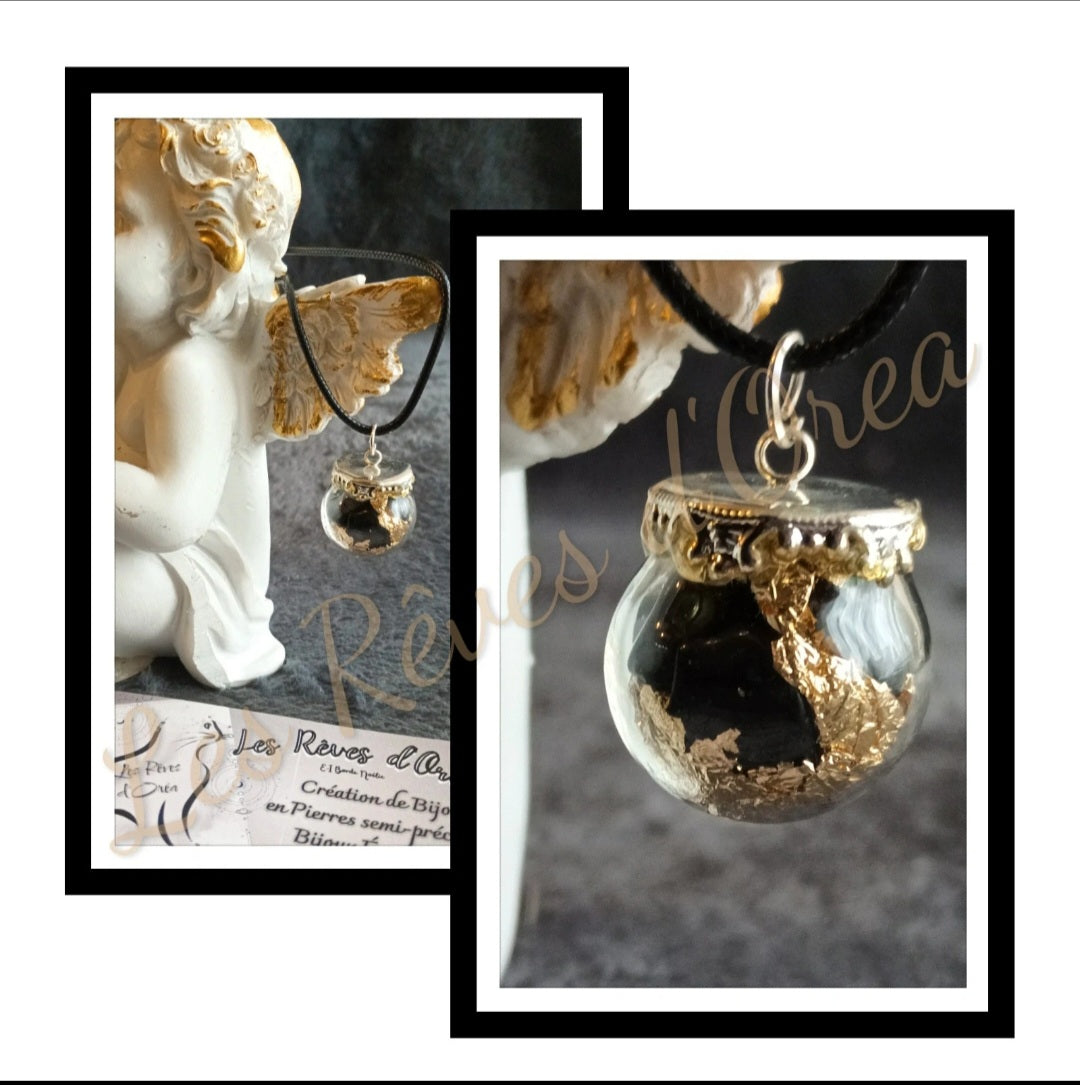 🔮Murmure des Sphères Anciennes 🔮
Collier Spell Jar en boule & Pierres naturelles