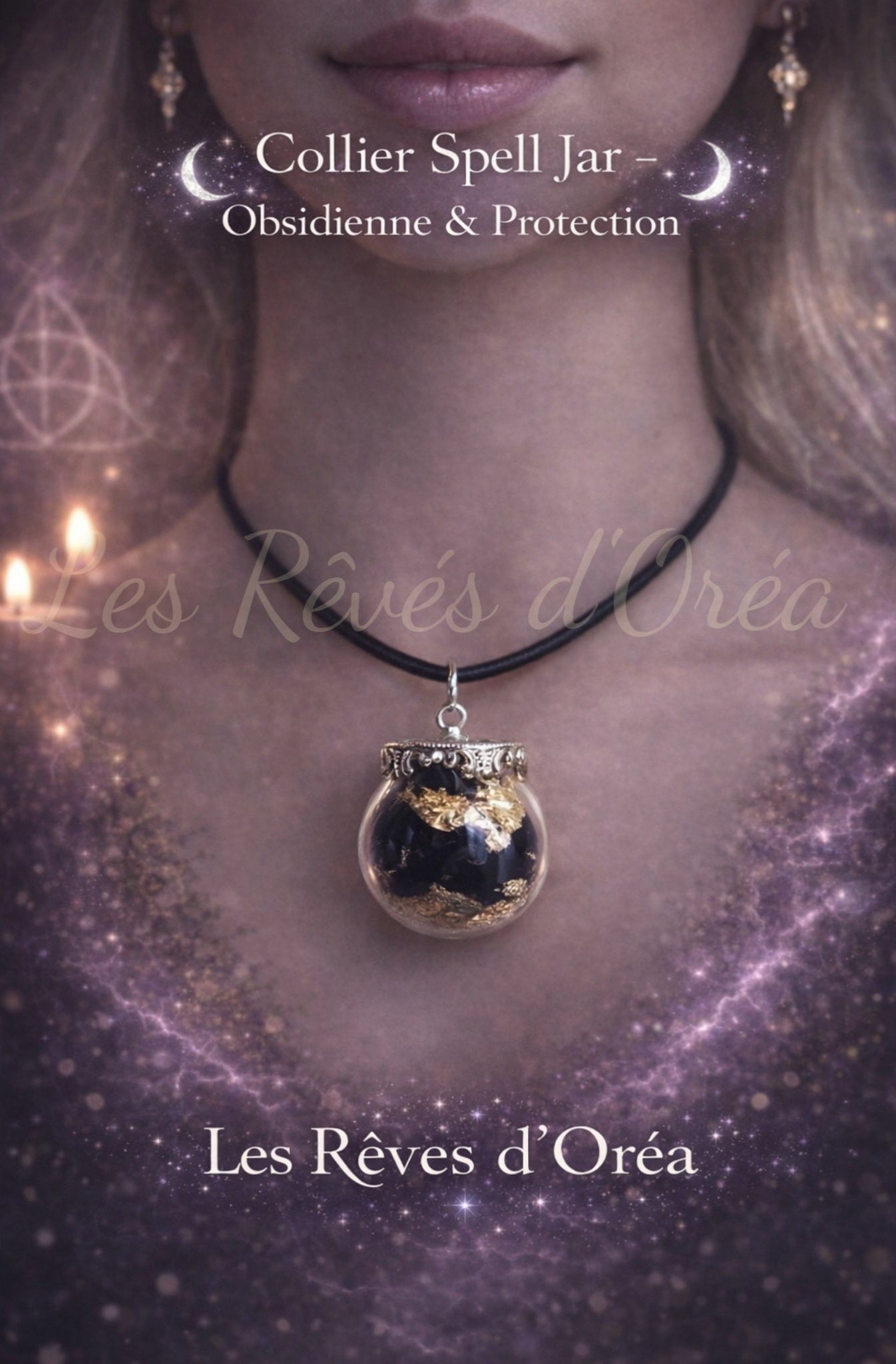 🔮Murmure des Sphères Anciennes 🔮
Collier Spell Jar en boule & Pierres naturelles