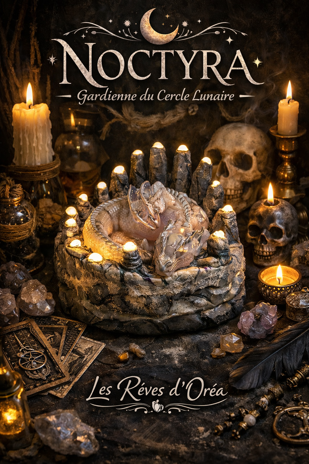 🌙 Noctyra 🐉Gardien du Cercle LunaireDragon lunaire lumineux 🌛 Pièce unique
