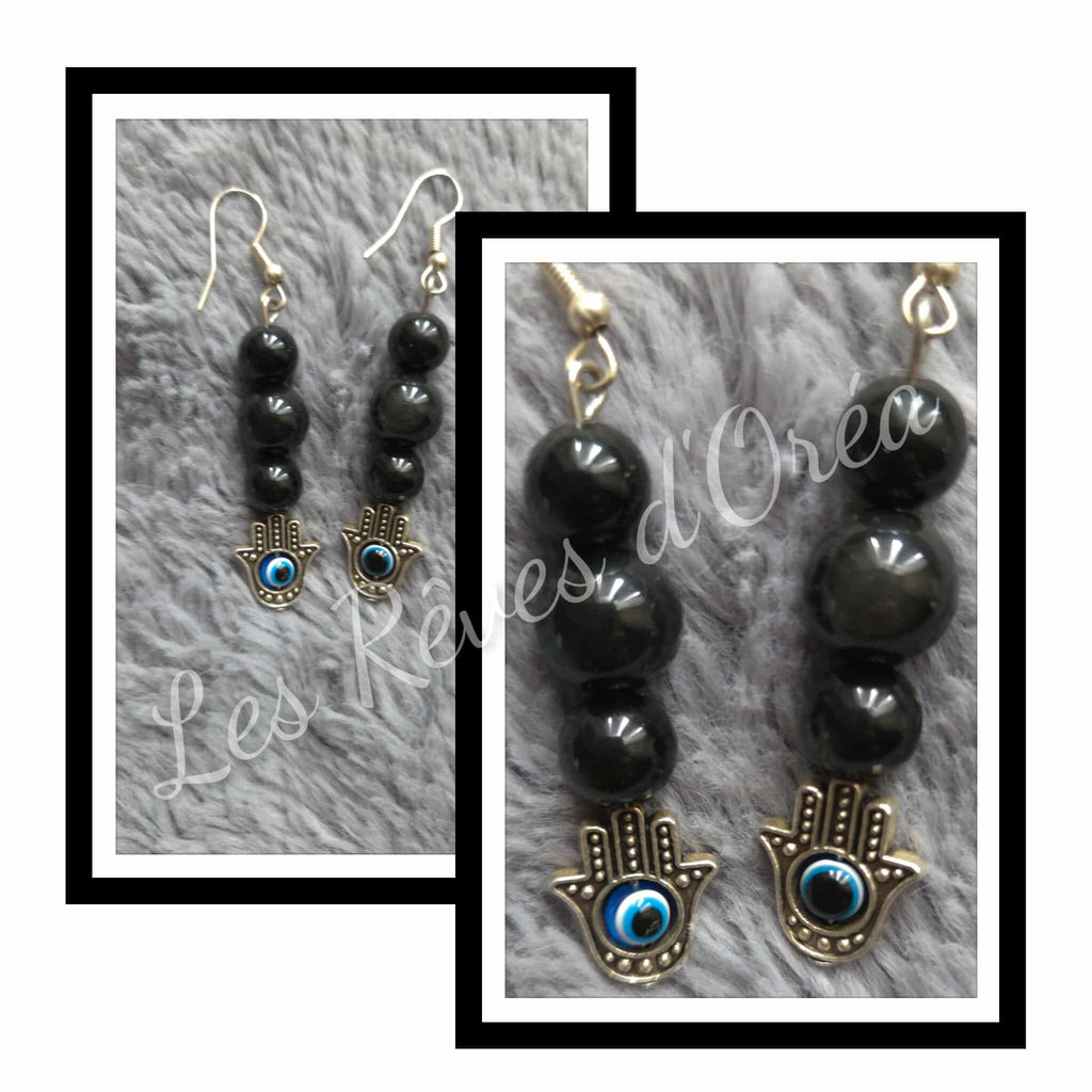 🪬Main d’Obsidienne Sacrée 🪬
Boucles d’oreilles en Obsidienne naturelle & symbole protecteur