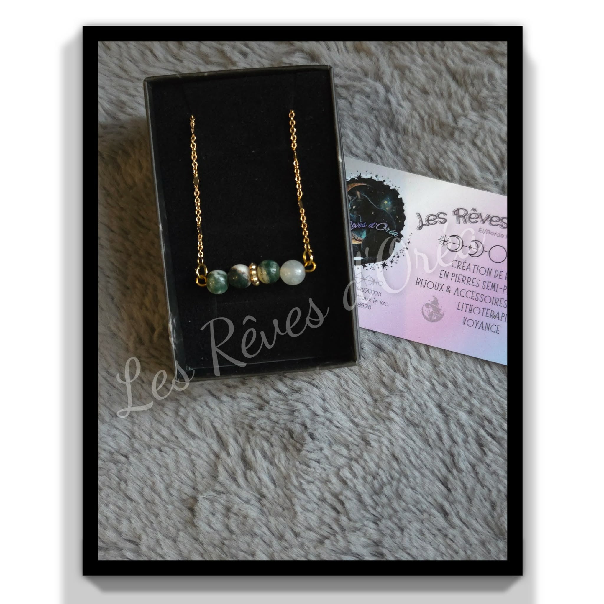 ✨ Harmonie Sylvestre ✨
Collier en Agathe de mousse – Talisman d’Ancrage & Renouveau