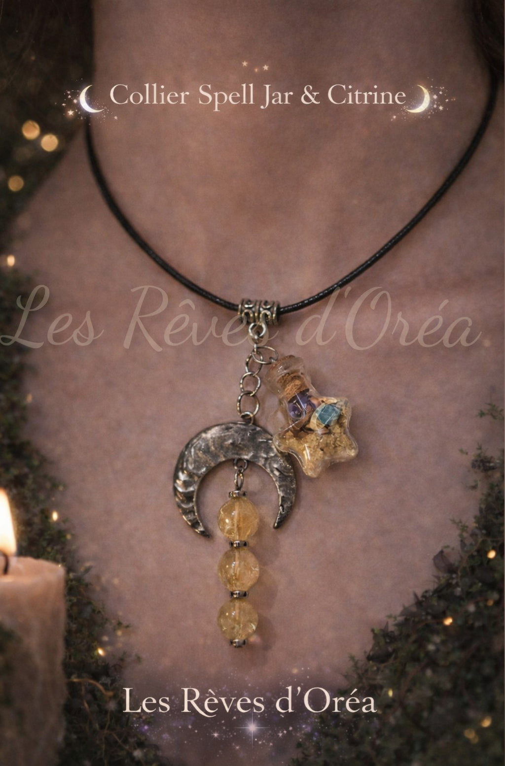 ✨ Talisman Lunaire de l’Aube Dorée ✨
Collier Spell Jar & Citrine