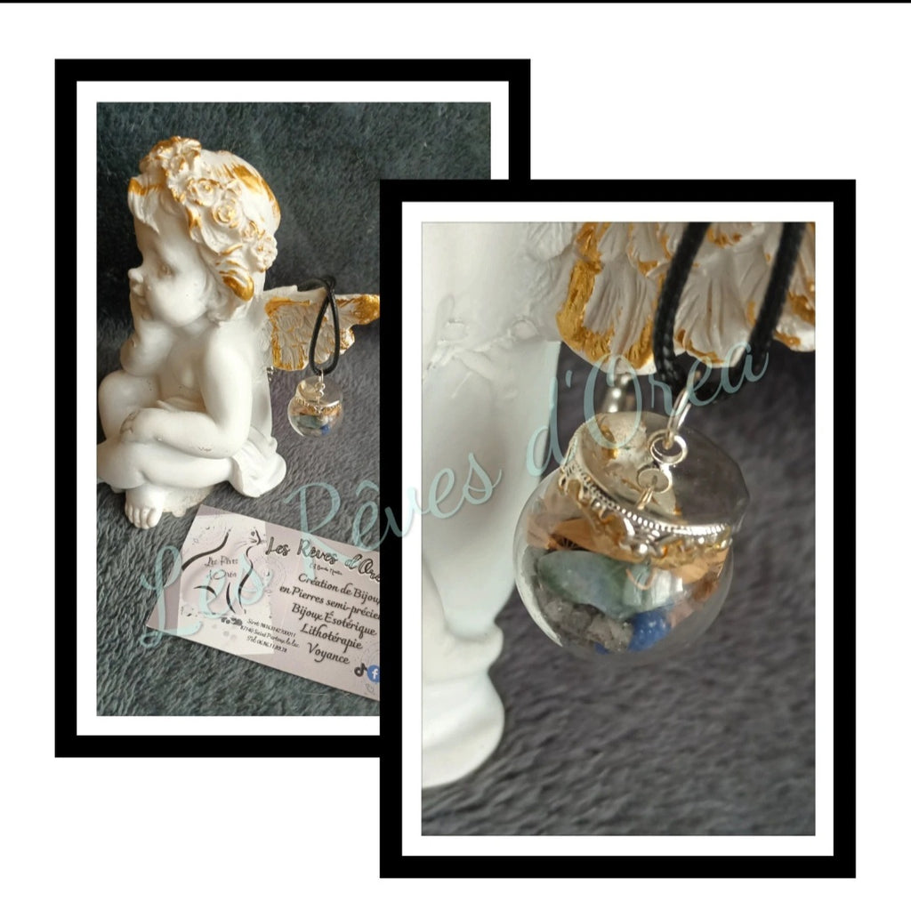 🔮Murmure des Sphères Anciennes 🔮
Collier Spell Jar en boule & Pierres naturelles