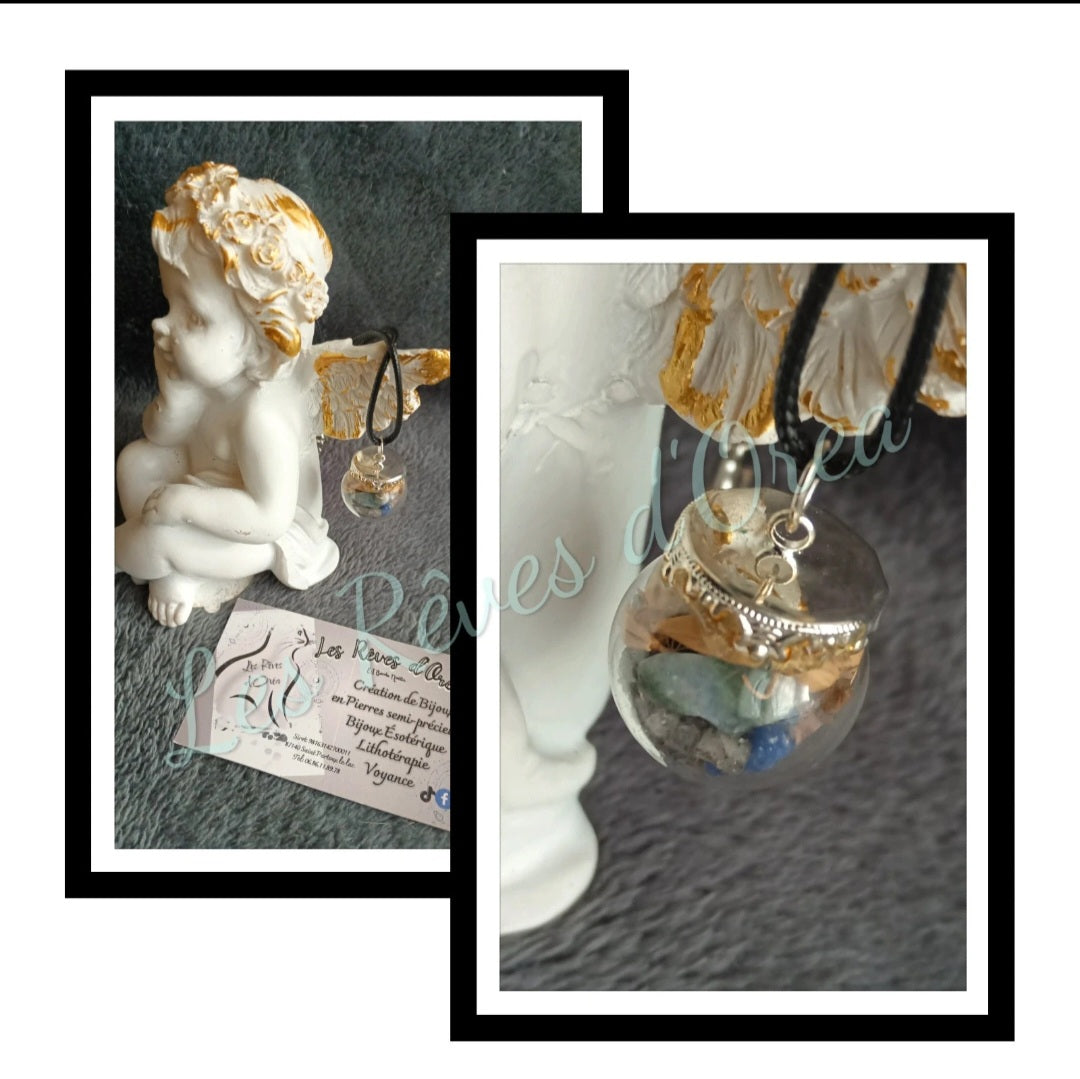 🔮Murmure des Sphères Anciennes 🔮
Collier Spell Jar en boule & Pierres naturelles
