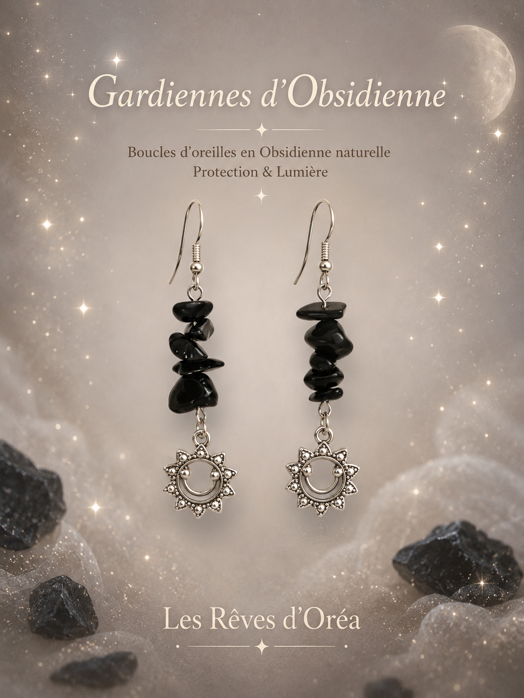 ✨Gardiennes d’Obsidienne ✨
Boucles d’oreilles en Obsidienne naturelle 🌑 Protection & Lumière