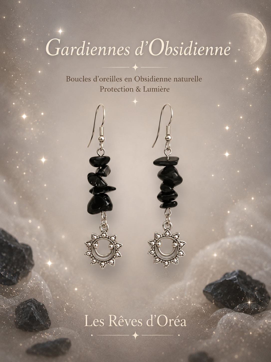 ✨Gardiennes d’Obsidienne ✨
Boucles d’oreilles en Obsidienne naturelle 🌑 Protection & Lumière