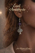 💜 Éveil d’Améthyste 💜
Boucles d’oreilles en Améthyste naturelle & Arbre de vie